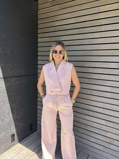 Blazer sans manche rose poudré 